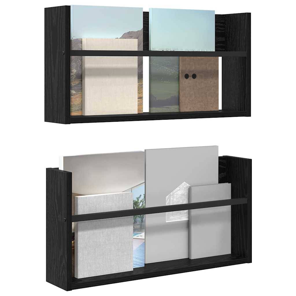 vidaXL Magazinregal 2 pcs Schwarz Eichen-Optik 60 x 12 x 30 cm