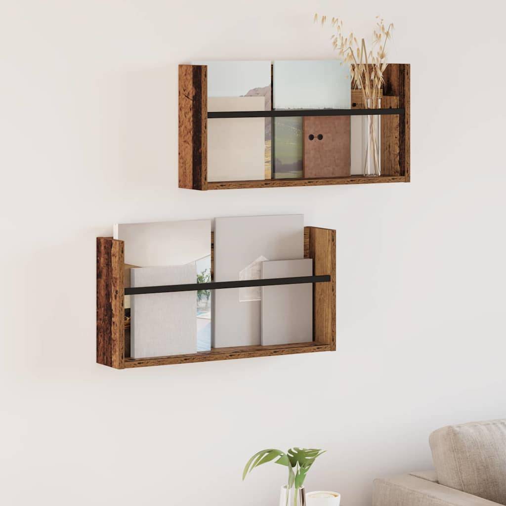 vidaXL Magazinregal 2 pcs Altholz 60 x 12 x 30 cm Holzwerkstoff