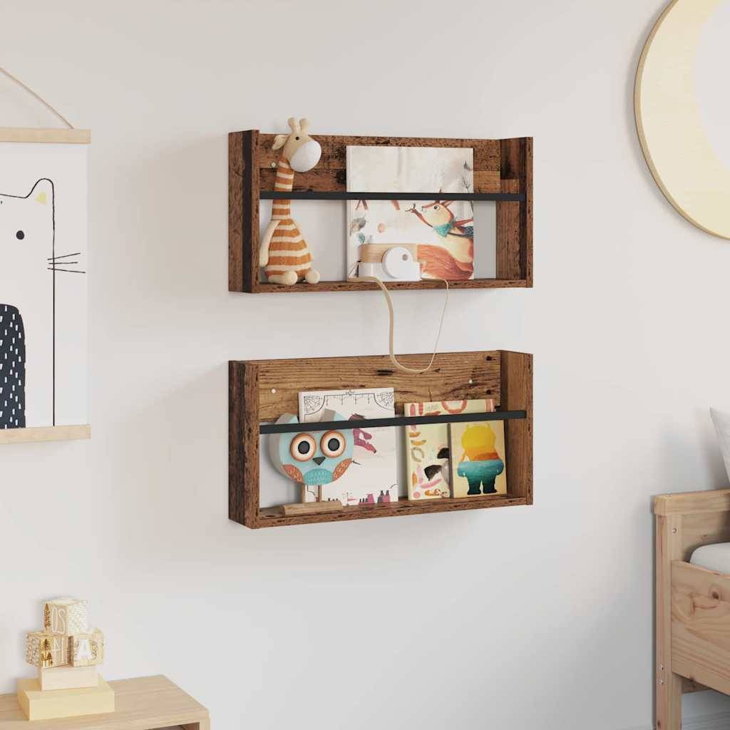 vidaXL Magazinregal 2 pcs Altholz 60 x 12 x 30 cm Holzwerkstoff