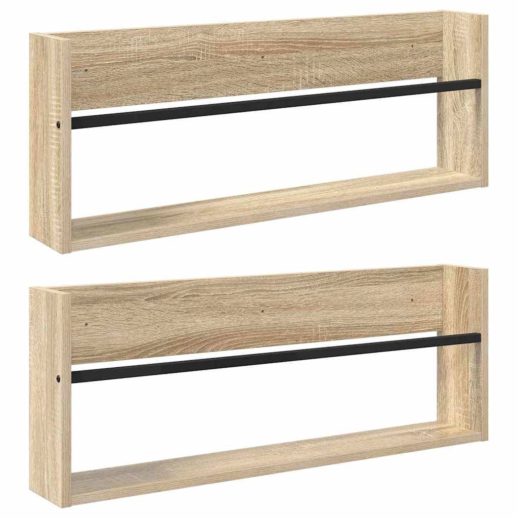 vidaXL Magazinregal 2 pcs Sonoma-Eiche 80 x 12 x 30 cm Holzwerkstoff