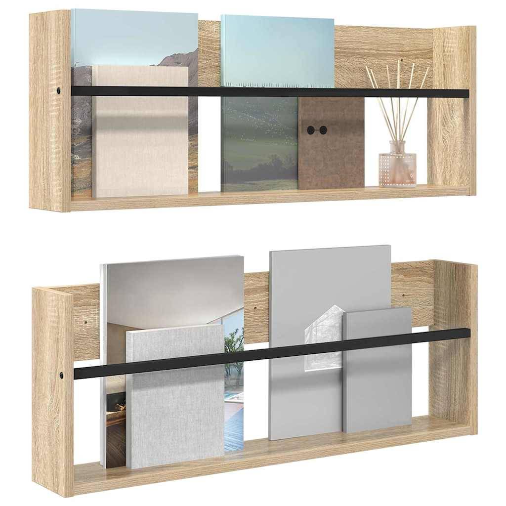vidaXL Magazinregal 2 pcs Sonoma-Eiche 80 x 12 x 30 cm Holzwerkstoff