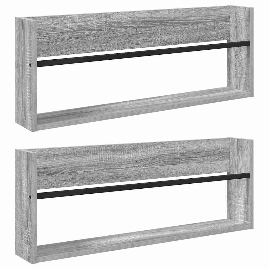 vidaXL Magazinregal 2 pcs Graues Sonoma 80 x 12 x 30 cm Holzwerkstoff