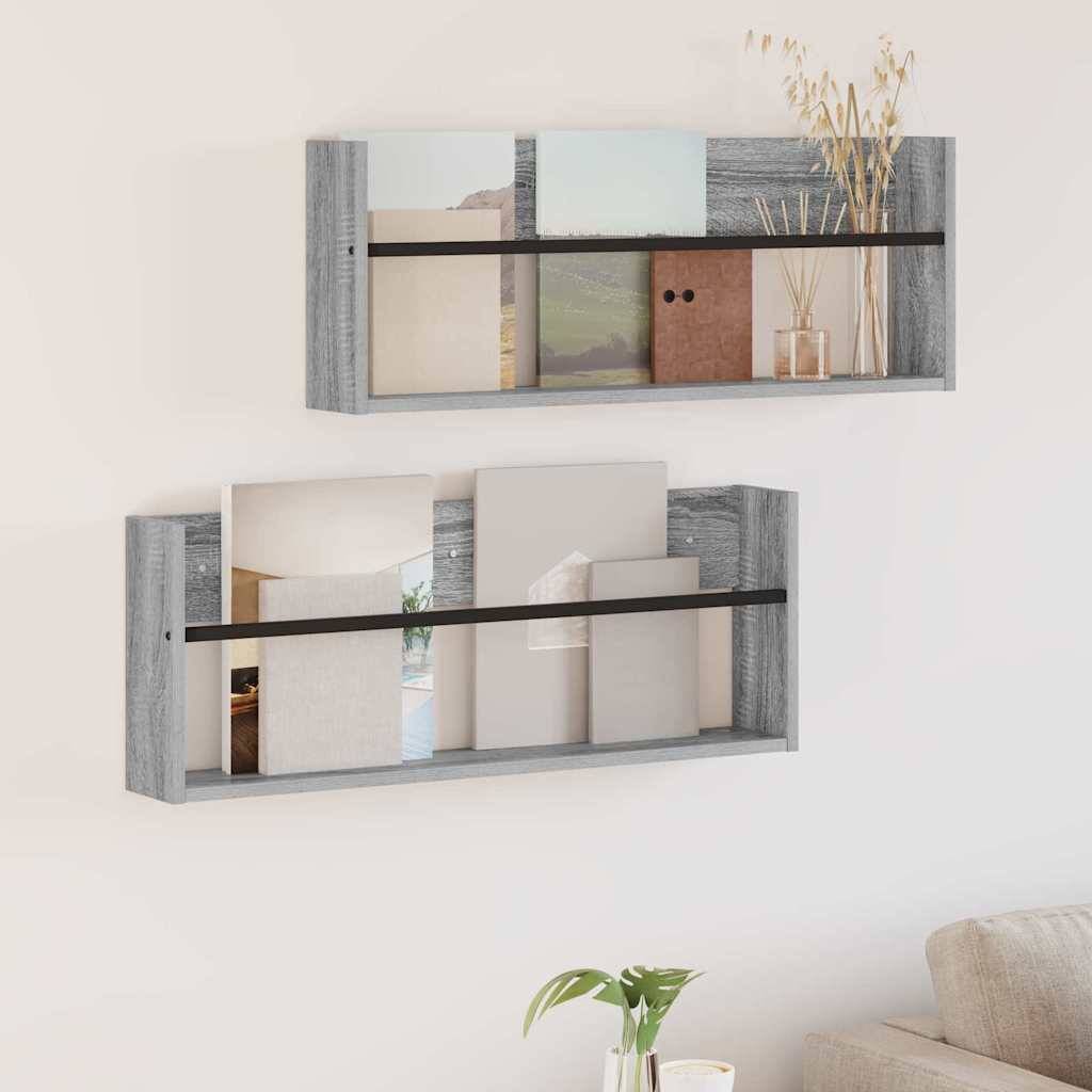 vidaXL Magazinregal 2 pcs Graues Sonoma 80 x 12 x 30 cm Holzwerkstoff