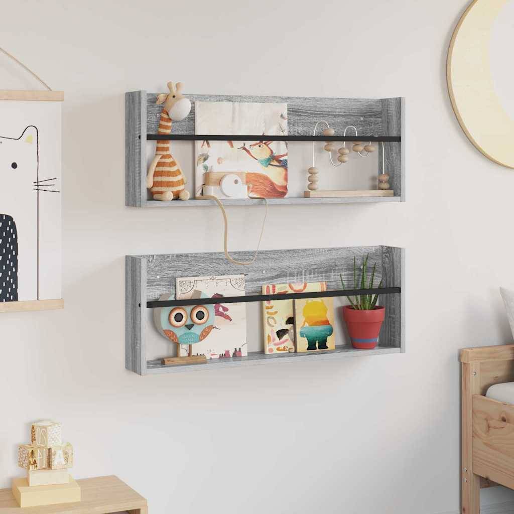vidaXL Magazinregal 2 pcs Graues Sonoma 80 x 12 x 30 cm Holzwerkstoff