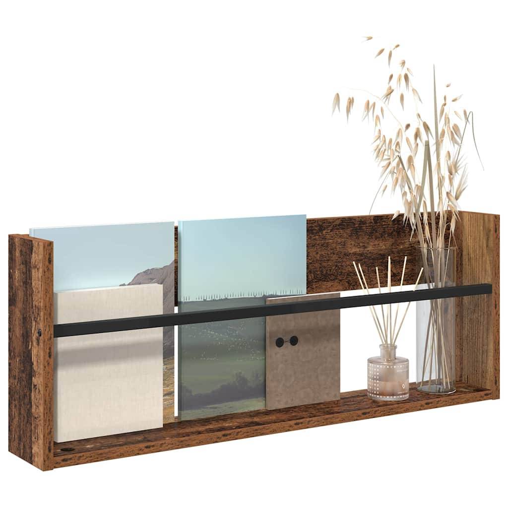 vidaXL Magazinregal mit Regal Altholz 80 x 12 x 30 cm Holzwerkstoff