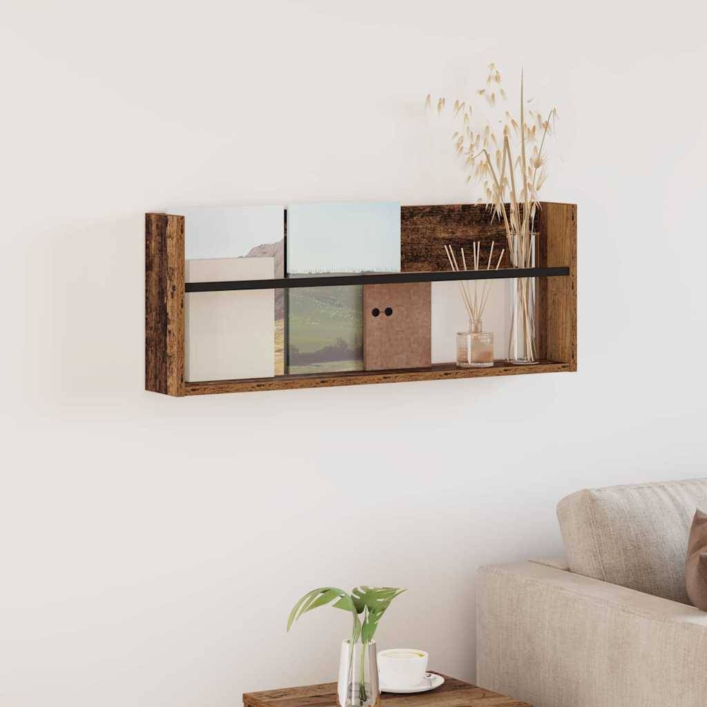 vidaXL Magazinregal mit Regal Altholz 80 x 12 x 30 cm Holzwerkstoff