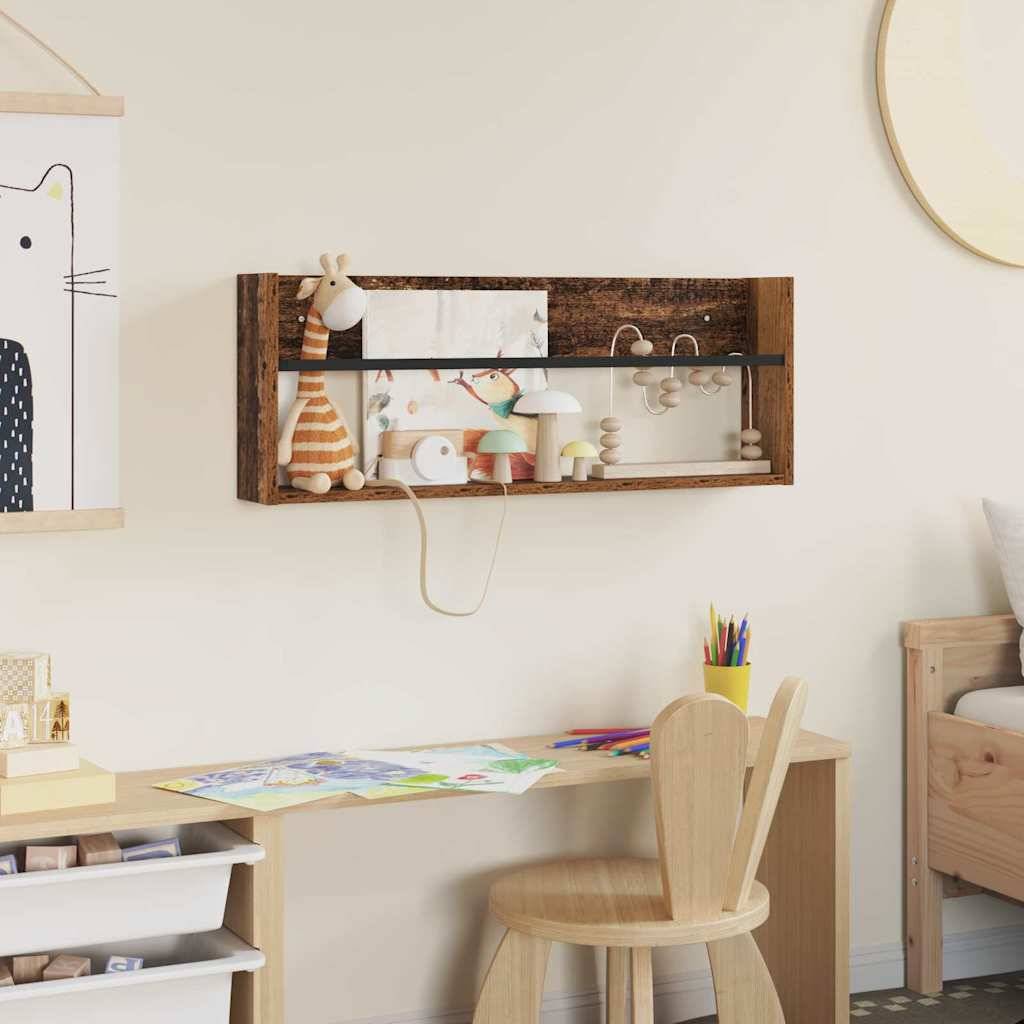 vidaXL Magazinregal mit Regal Altholz 80 x 12 x 30 cm Holzwerkstoff