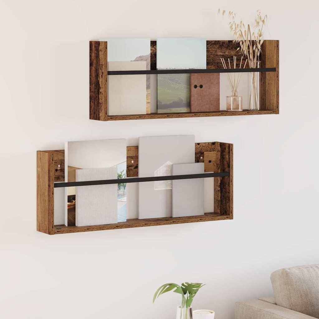 vidaXL Magazinregal 2 pcs Altholz 80 x 12 x 30 cm Holzwerkstoff