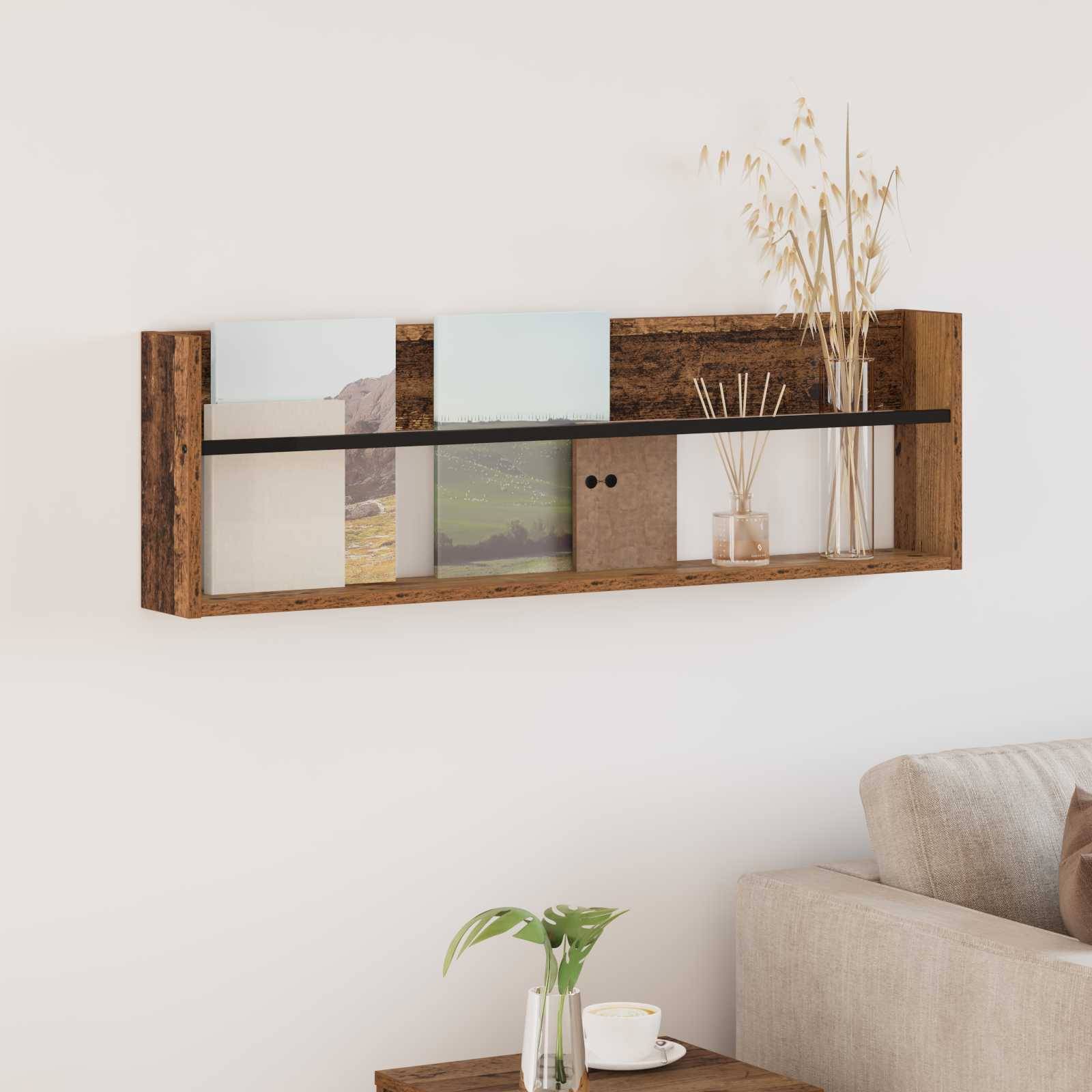 vidaXL Magazinregal mit Regal Altholz 100 x 12 x 30 cm Holzwerkstoff