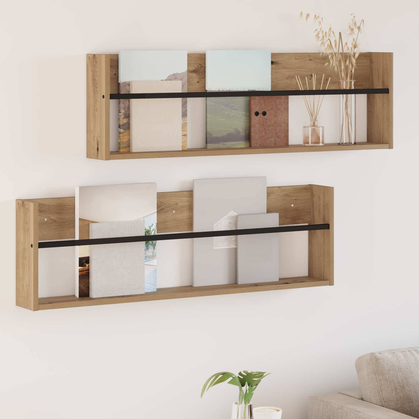 vidaXL Magazinregal 2 pcs Artisan-Eiche 100 x 12 x 30 cm Holzwerkstoff