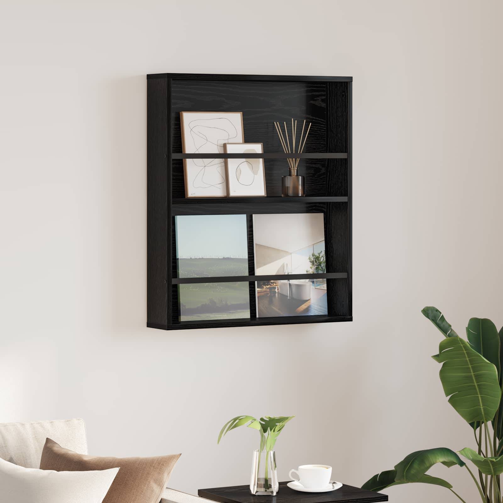 vidaXL Magazinregal Schwarz Eichen-Optik 60 x 12 x 70 cm Holzwerkstoff