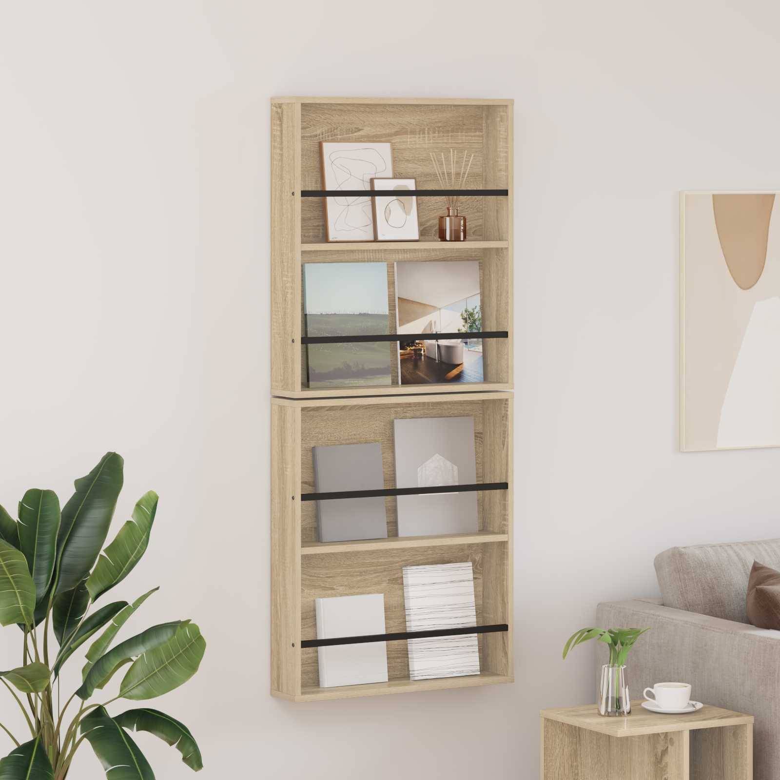 vidaXL Magazinregal 2 pcs Sonoma-Eiche 60 x 12 x 70 cm Holzwerkstoff