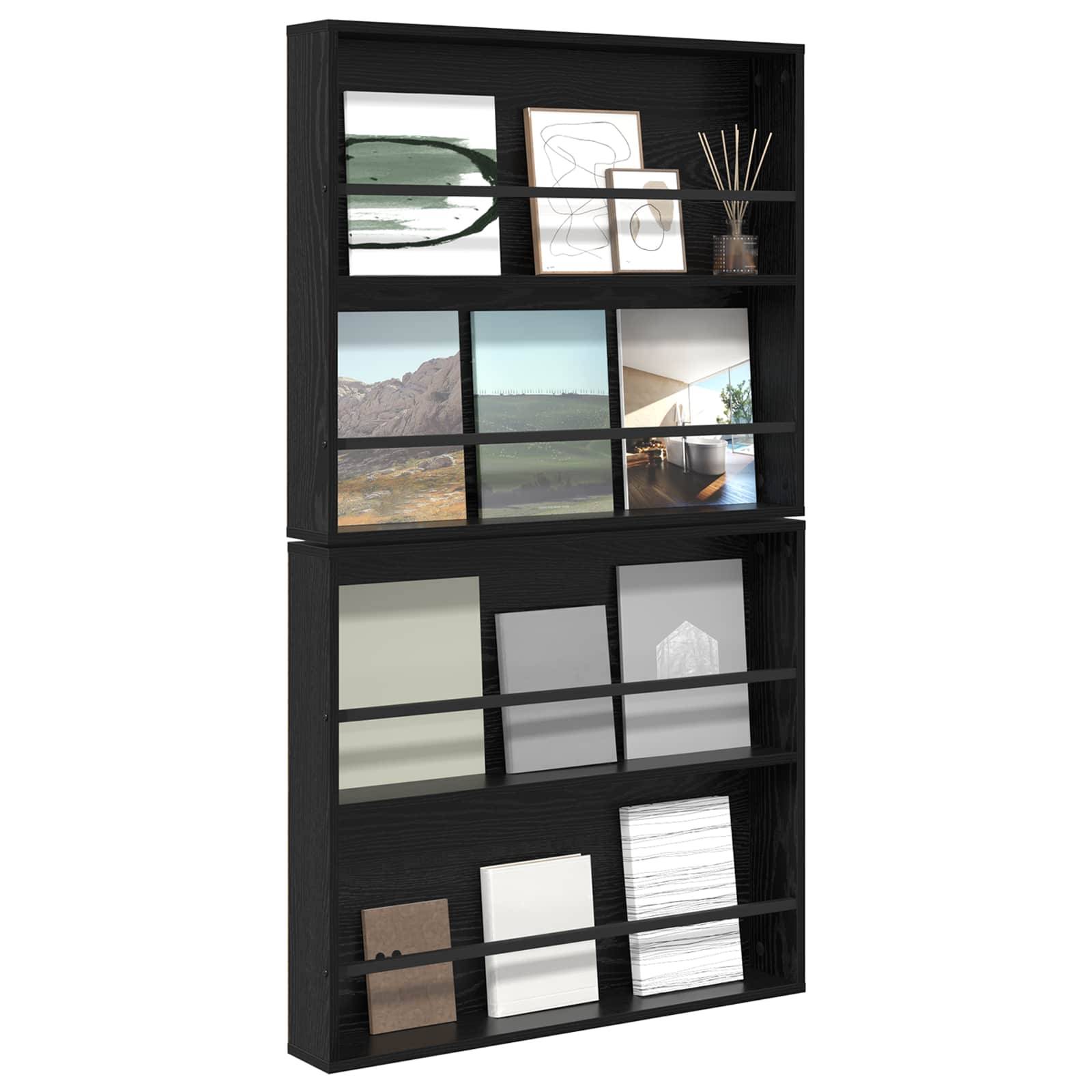 vidaXL Magazinregal 2 pcs Schwarz Eichen-Optik 80 x 12 x 70 cm