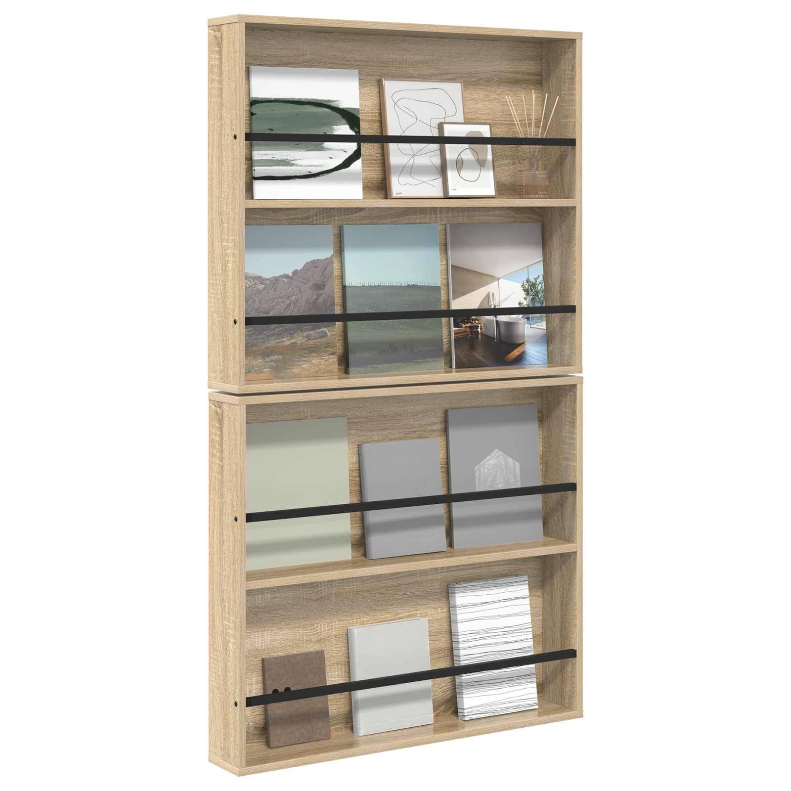 vidaXL Magazinregal 2 pcs Sonoma-Eiche 80 x 12 x 70 cm Holzwerkstoff