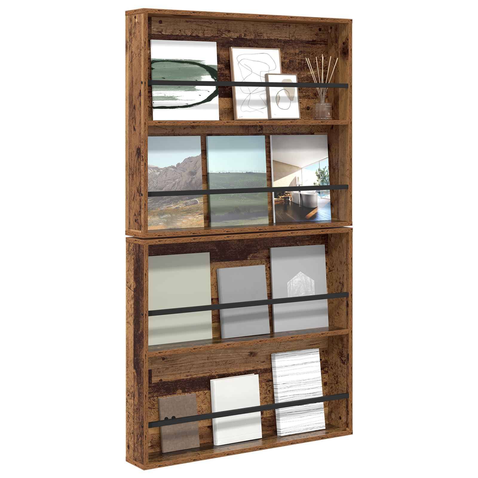 vidaXL Magazinregal 2 pcs Altholz 80 x 12 x 70 cm Holzwerkstoff