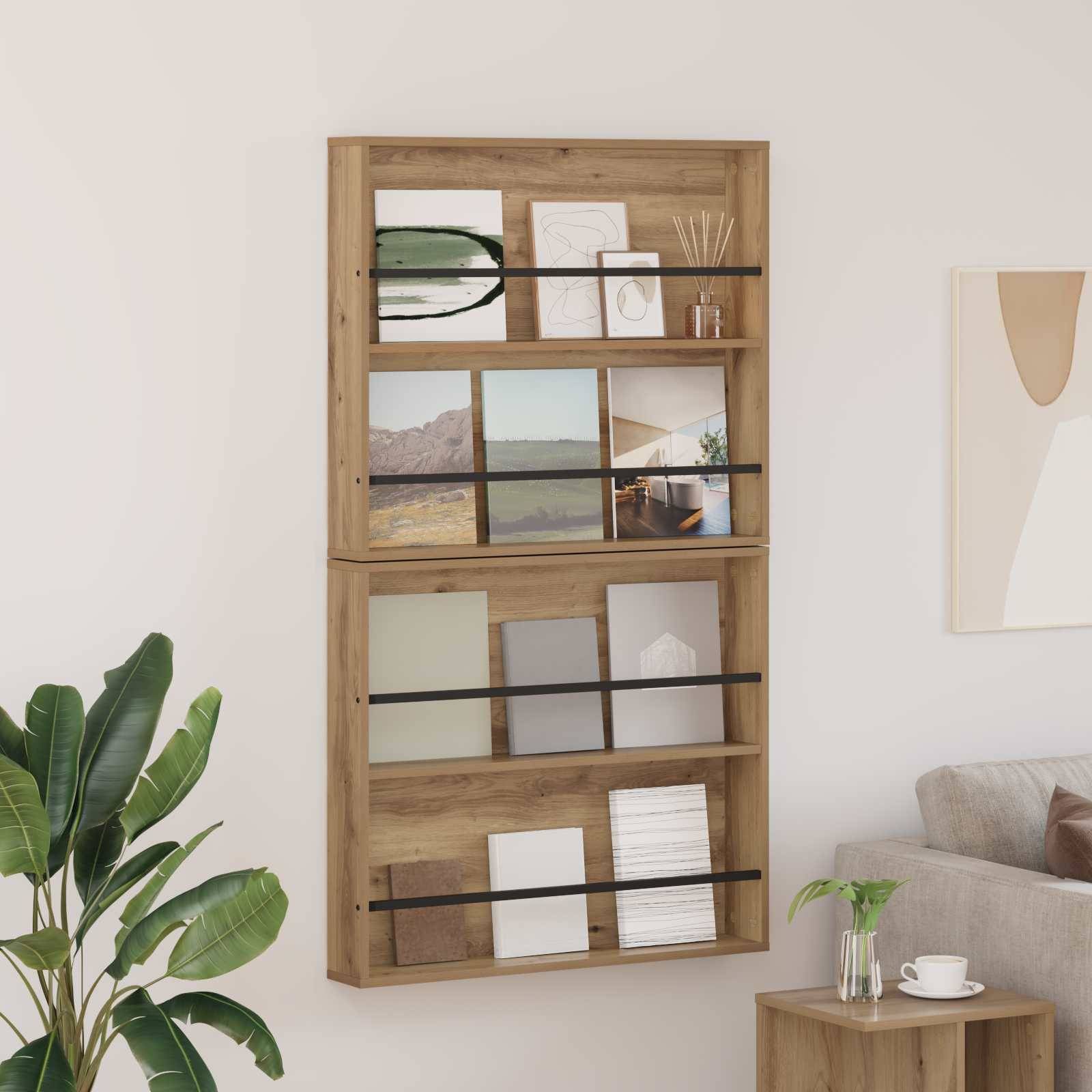 vidaXL Magazinregal 2 pcs Artisan-Eiche 80 x 12 x 70 cm Holzwerkstoff
