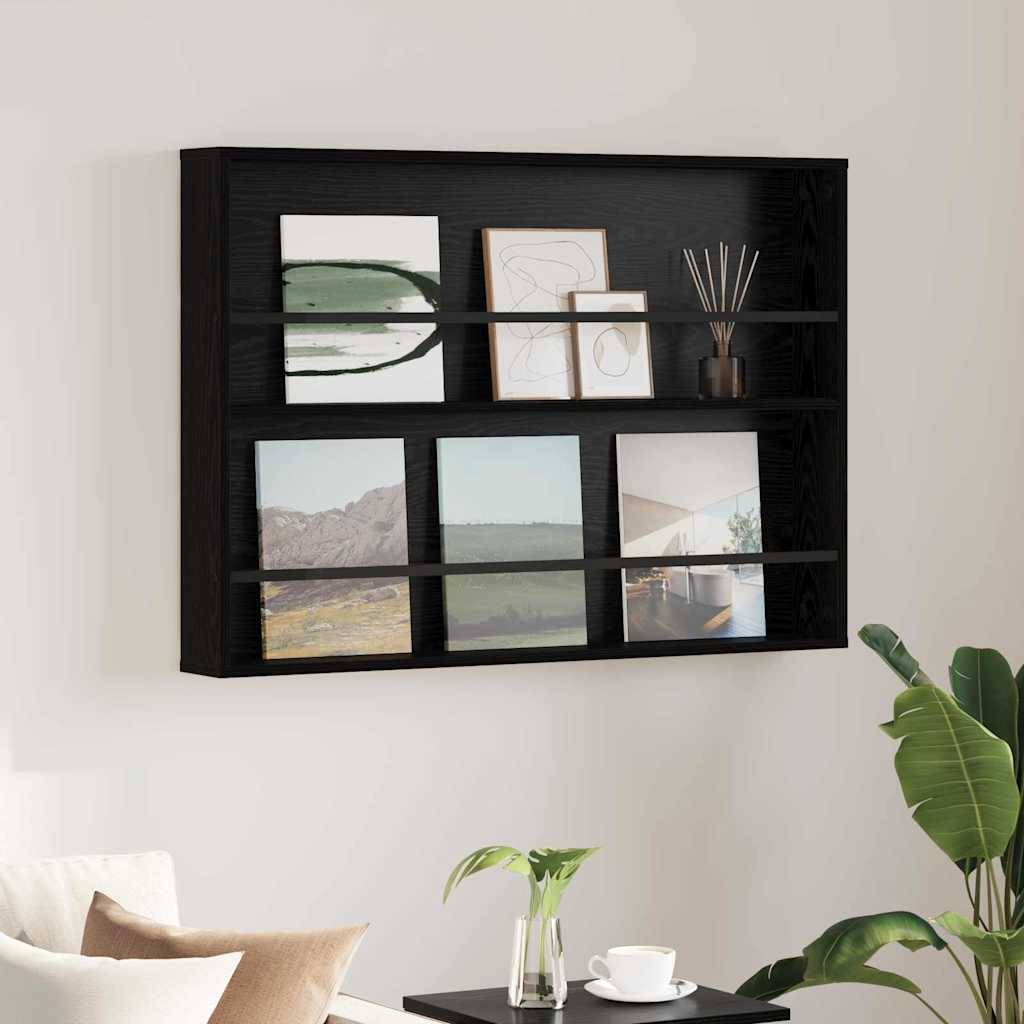 vidaXL Magazinregal mit Regal Schwarz Eichen-Optik 100 x 12 x 70 cm