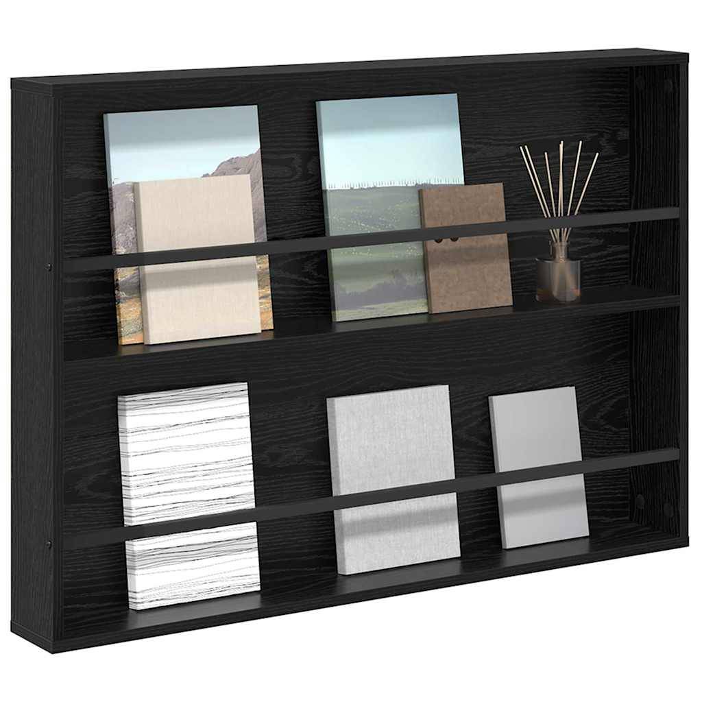 vidaXL Magazinregal mit Regal Schwarz Eichen-Optik 100 x 12 x 70 cm