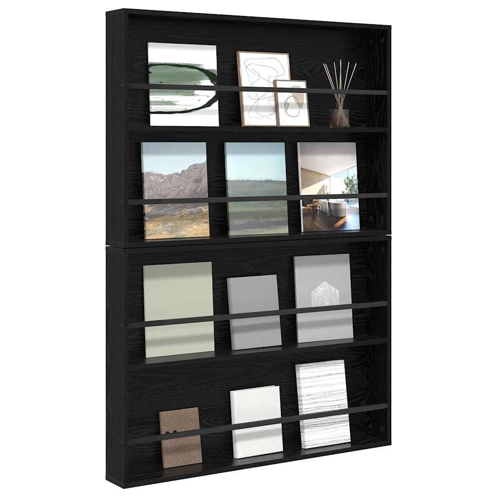 vidaXL Magazinregal 2 pcs Schwarz Eichen-Optik 100 x 12 x 70 cm