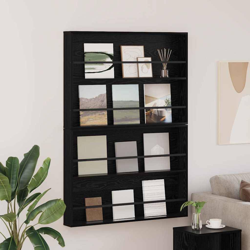 vidaXL Magazinregal 2 pcs Schwarz Eichen-Optik 100 x 12 x 70 cm