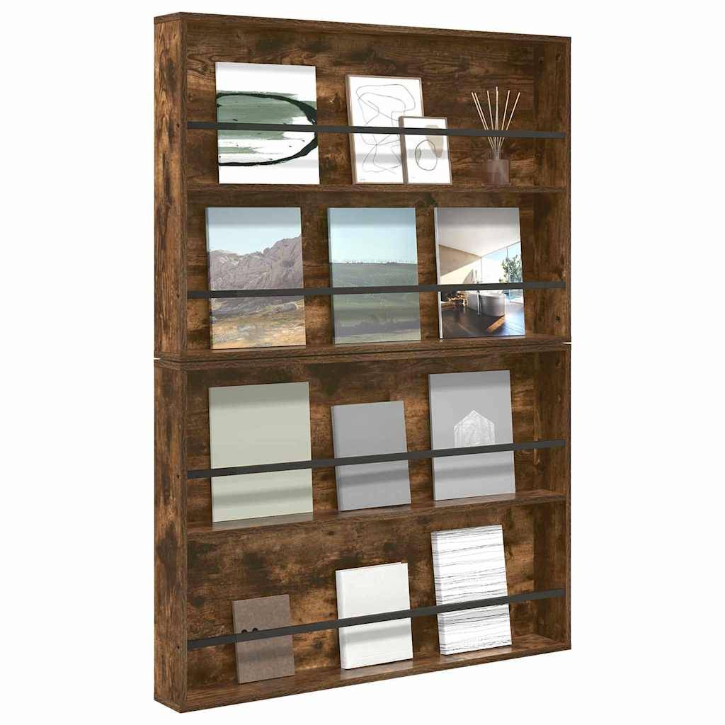 vidaXL Magazinregal mit Regal 2 pcs Geräucherte Eiche 100 x 12 x 70 cm