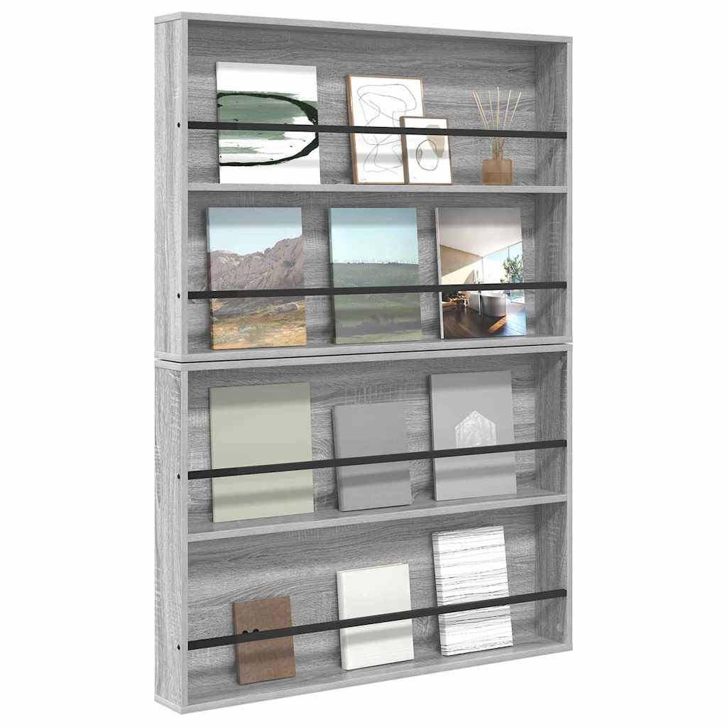 vidaXL Magazinregal 2 pcs Graues Sonoma 100 x 12 x 70 cm Holzwerkstoff