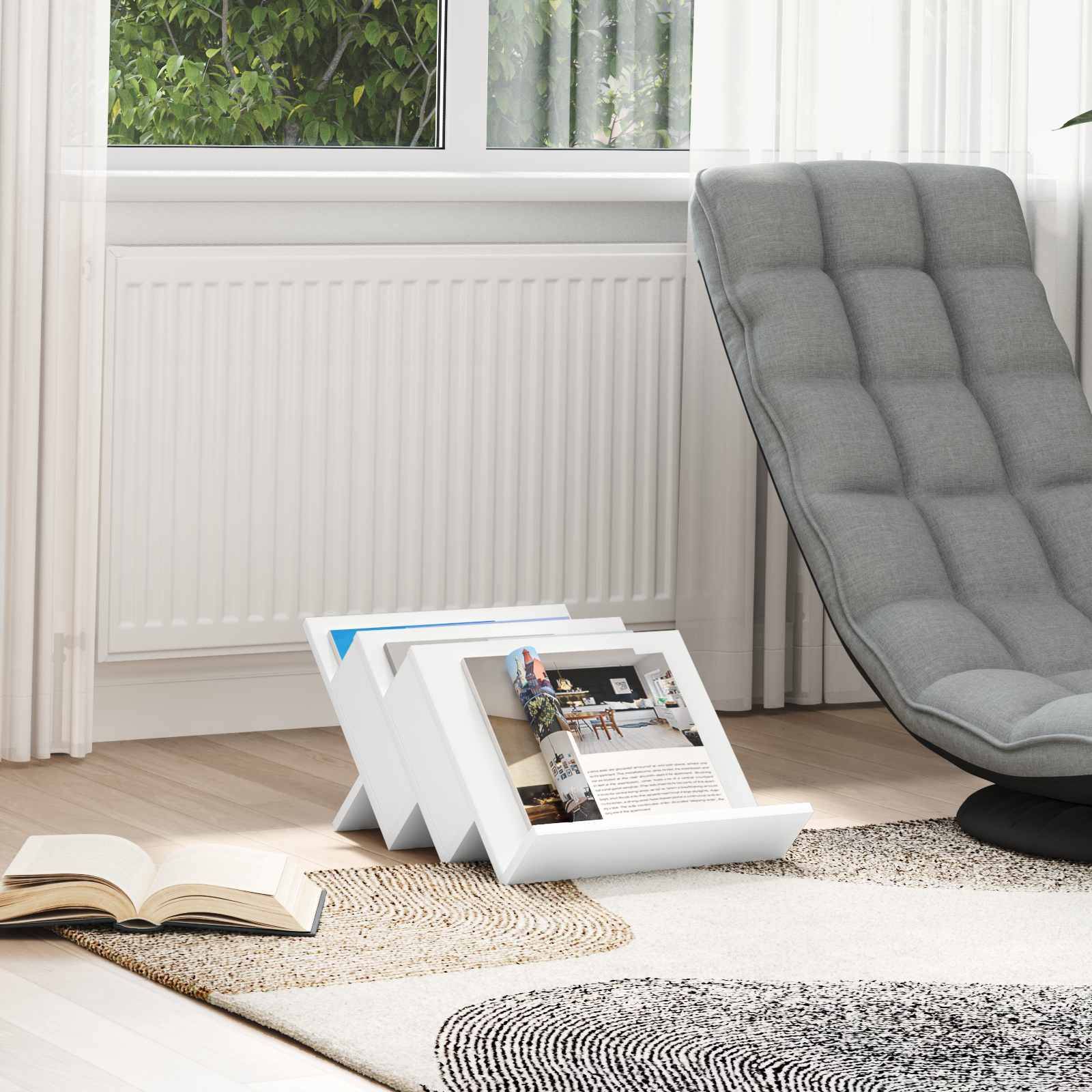 vidaXL Magazinregal mit Regal Weiß 53 x 40 x 28,5 cm Holzwerkstoff