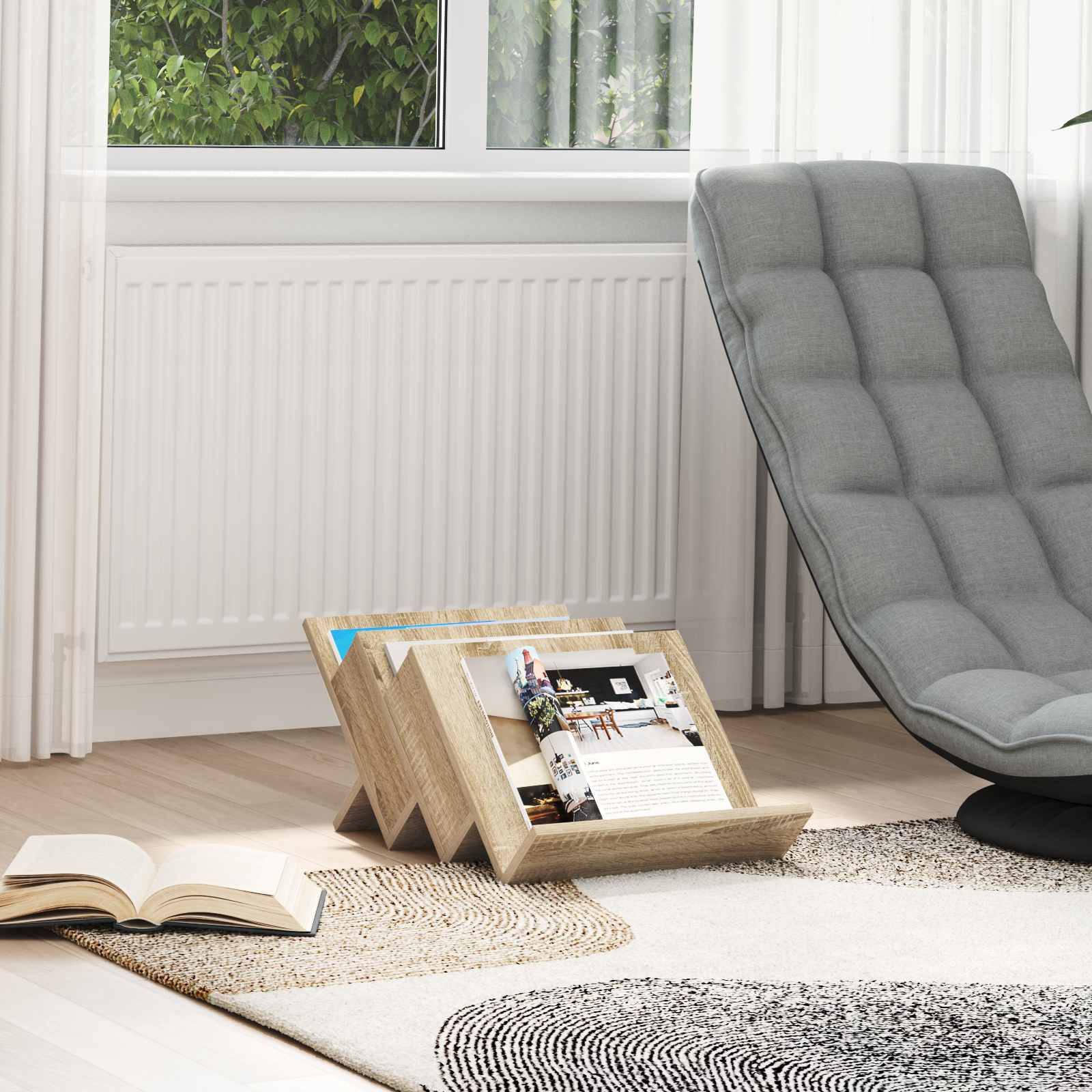 vidaXL Magazinregal Sonoma-Eiche 53 x 40 x 28,5 cm Holzwerkstoff