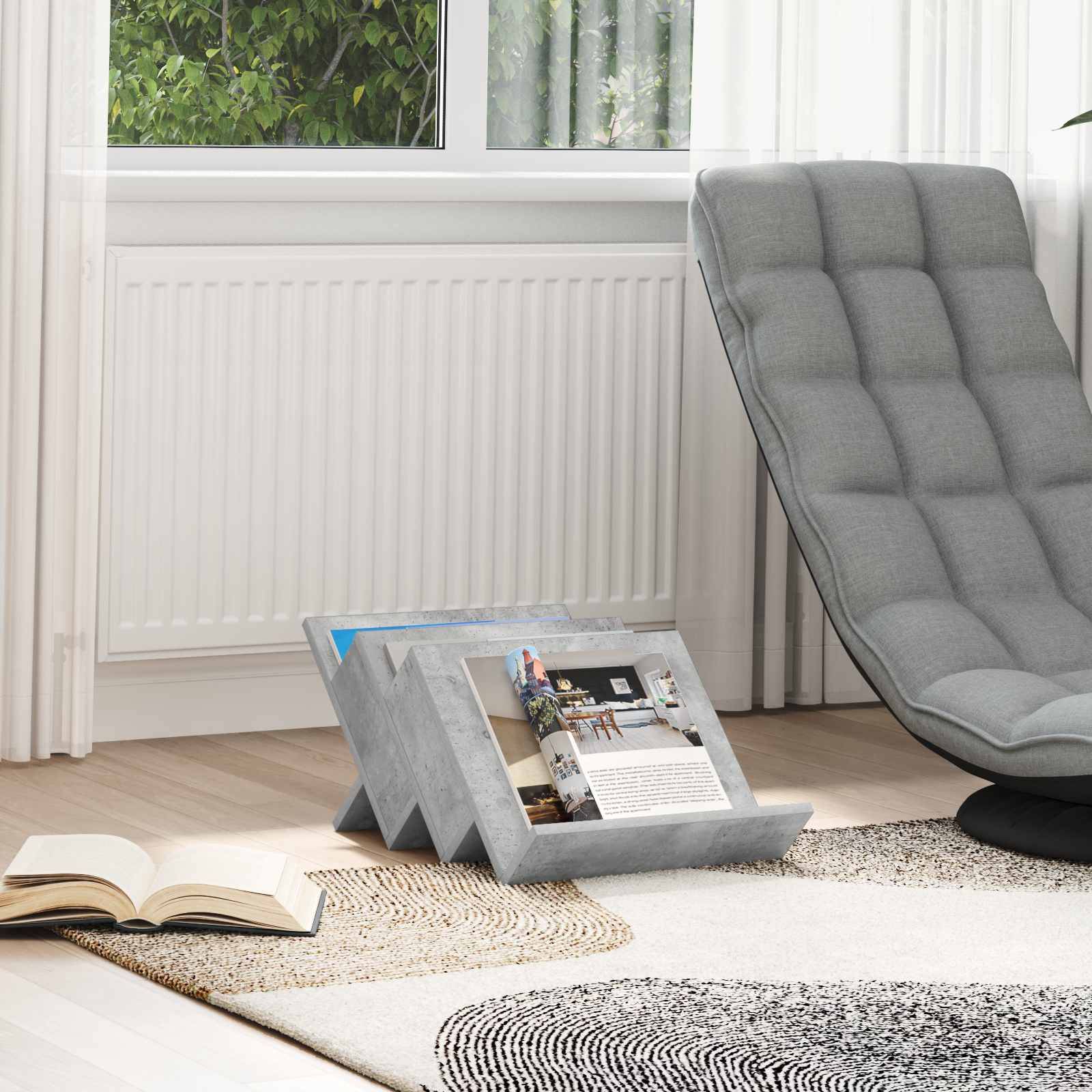 vidaXL Magazinregal Beton Grau 53 x 40 x 28,5 cm Holzwerkstoff