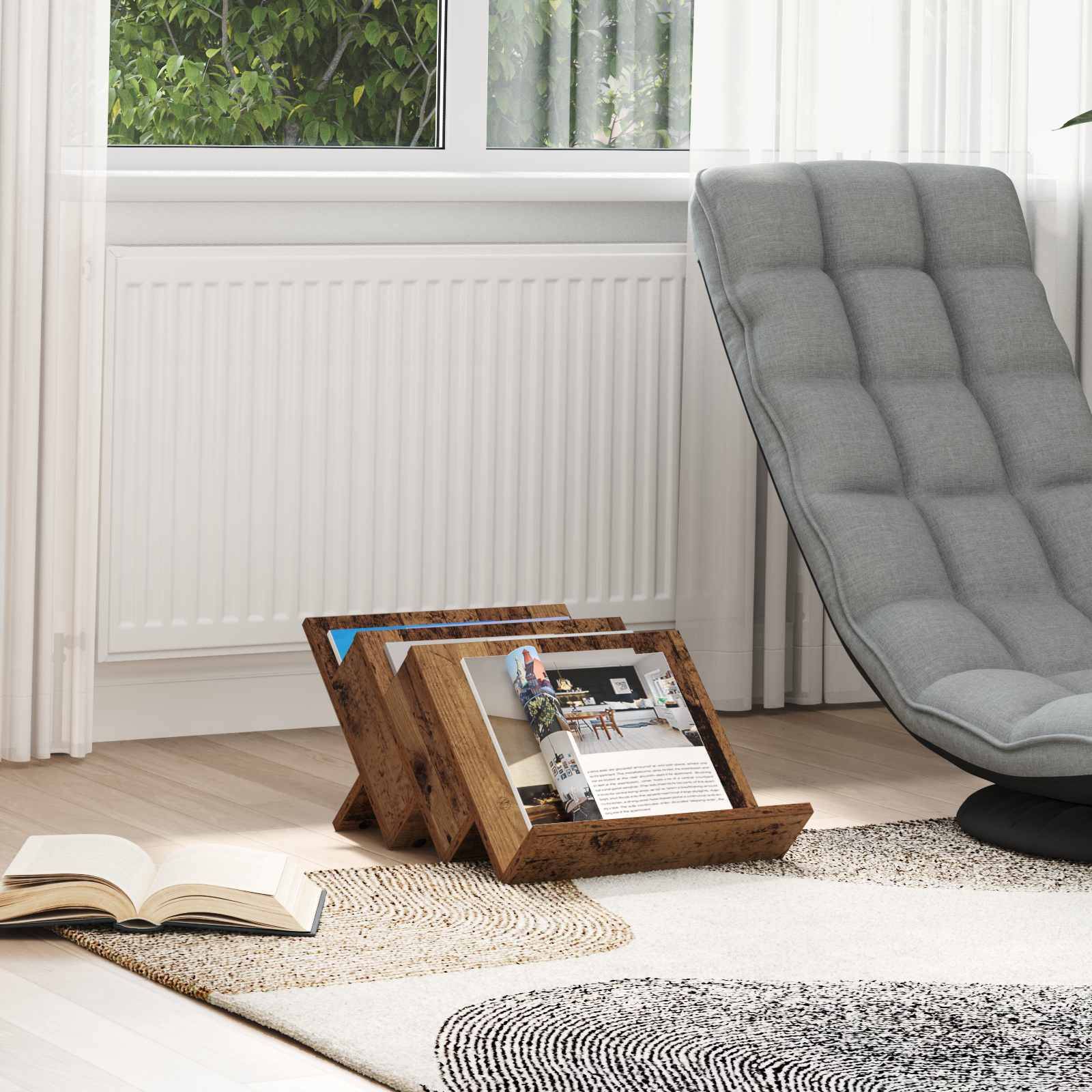 vidaXL Magazinregal mit Regal Altholz 53 x 40 x 28,5 cm Holzwerkstoff