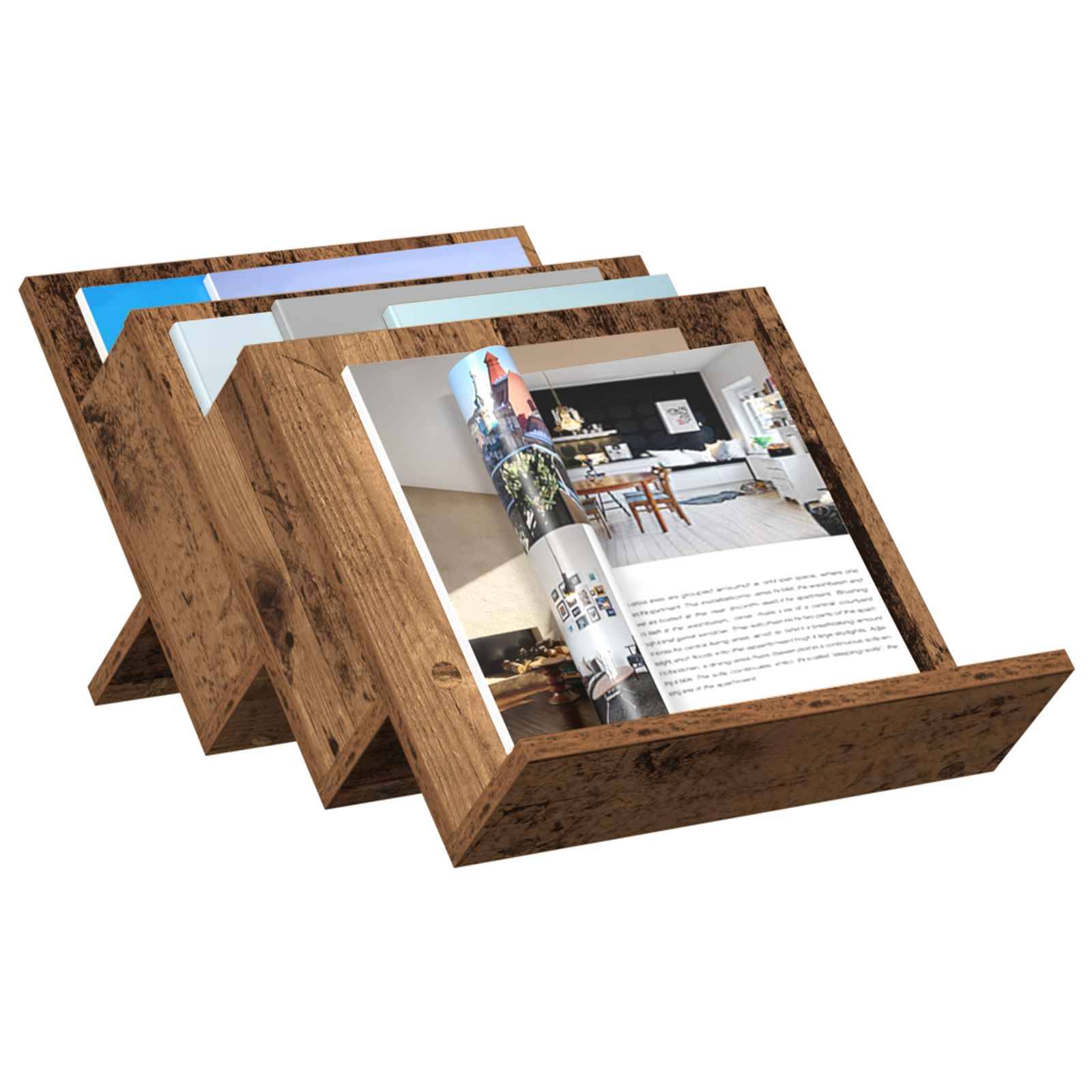 vidaXL Magazinregal mit Regal Altholz 53 x 40 x 28,5 cm Holzwerkstoff