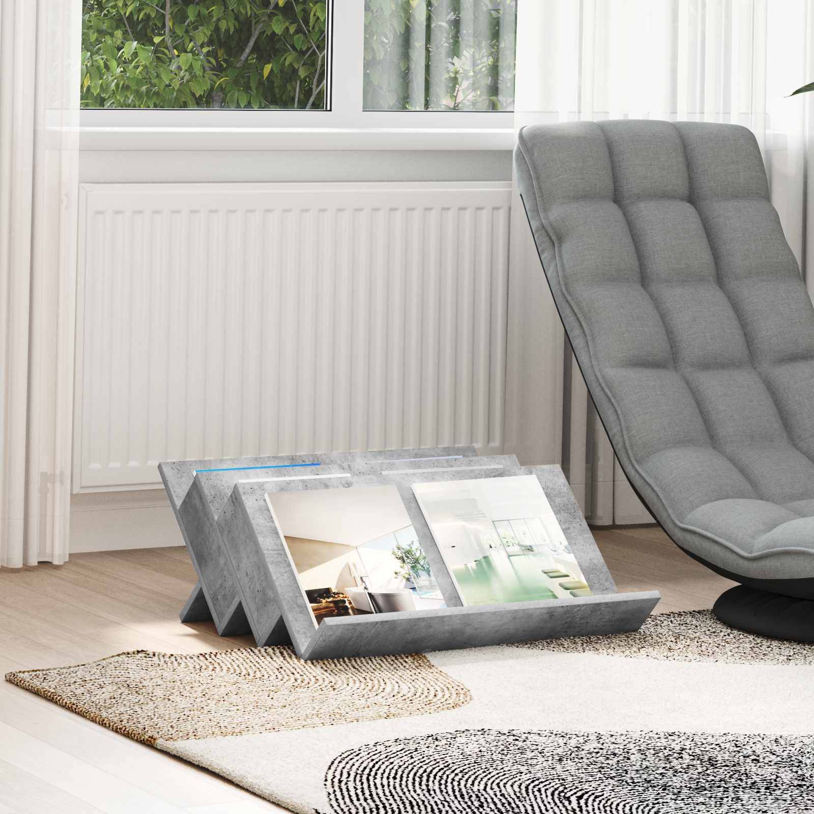 vidaXL Magazinregal Beton Grau 65 x 53 x 28,5 cm Holzwerkstoff