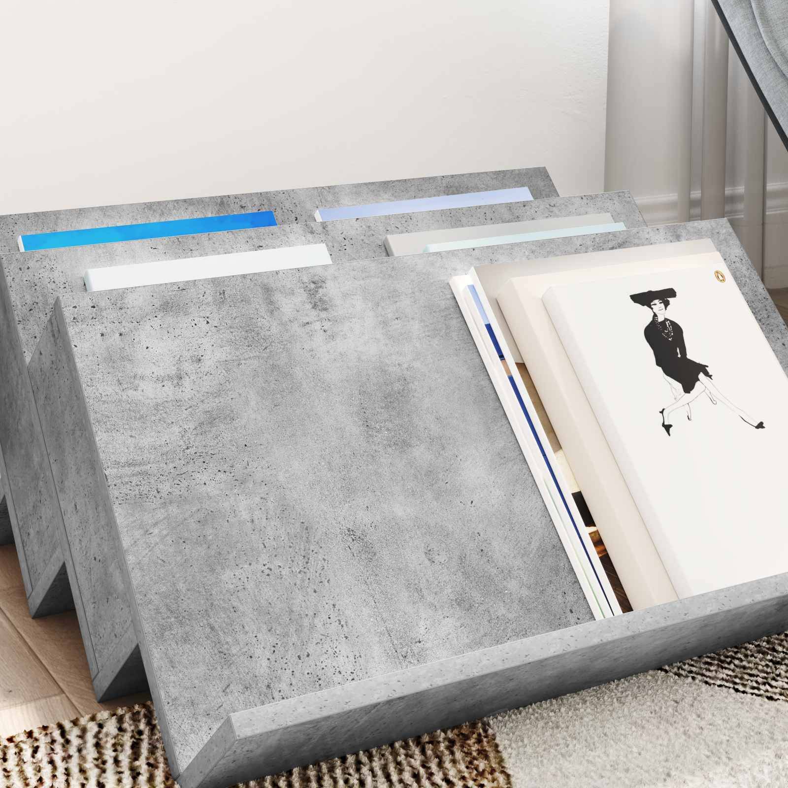 vidaXL Magazinregal Beton Grau 65 x 53 x 28,5 cm Holzwerkstoff
