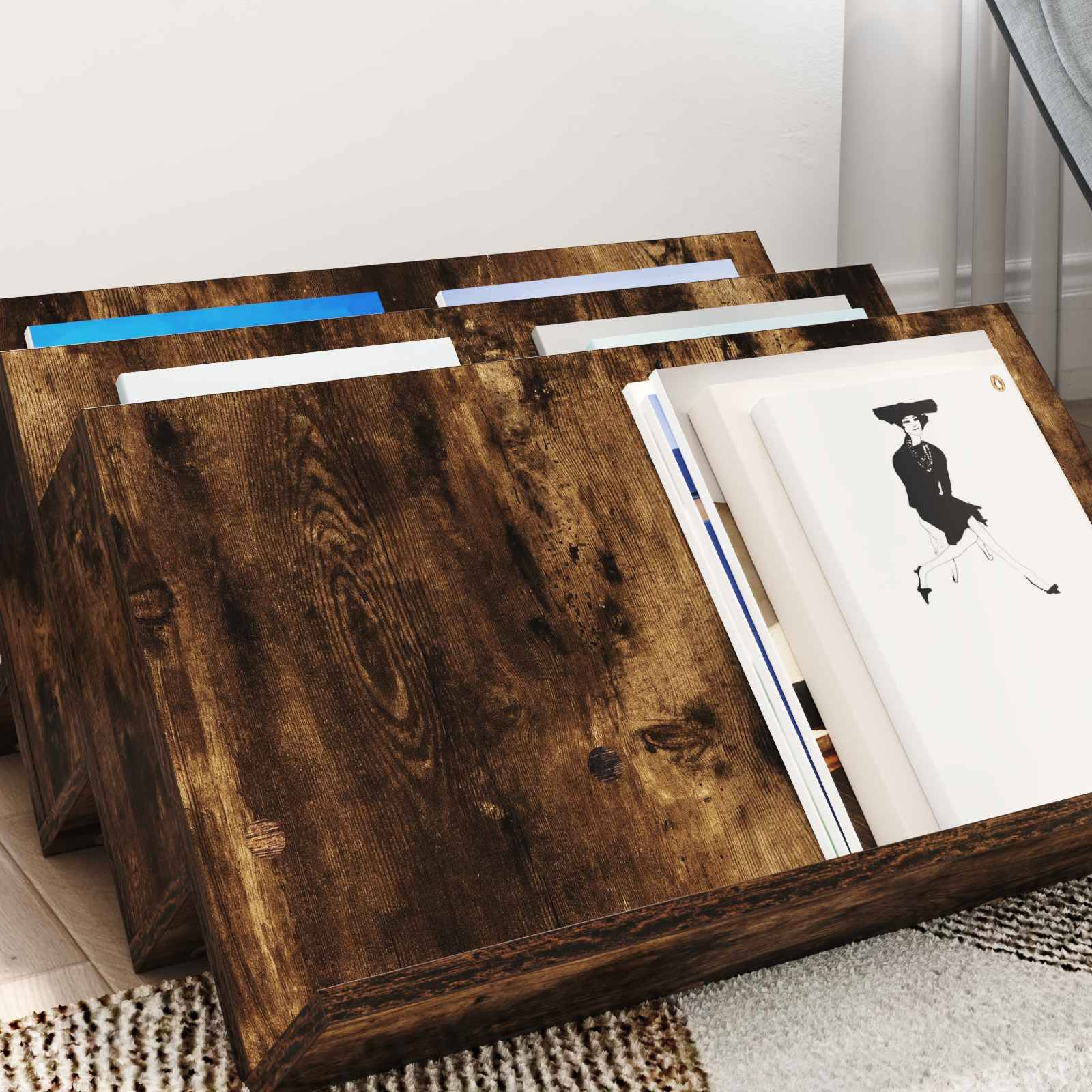 vidaXL Magazinregal Geräucherte Eiche 65 x 53 x 28,5 cm Holzwerkstoff