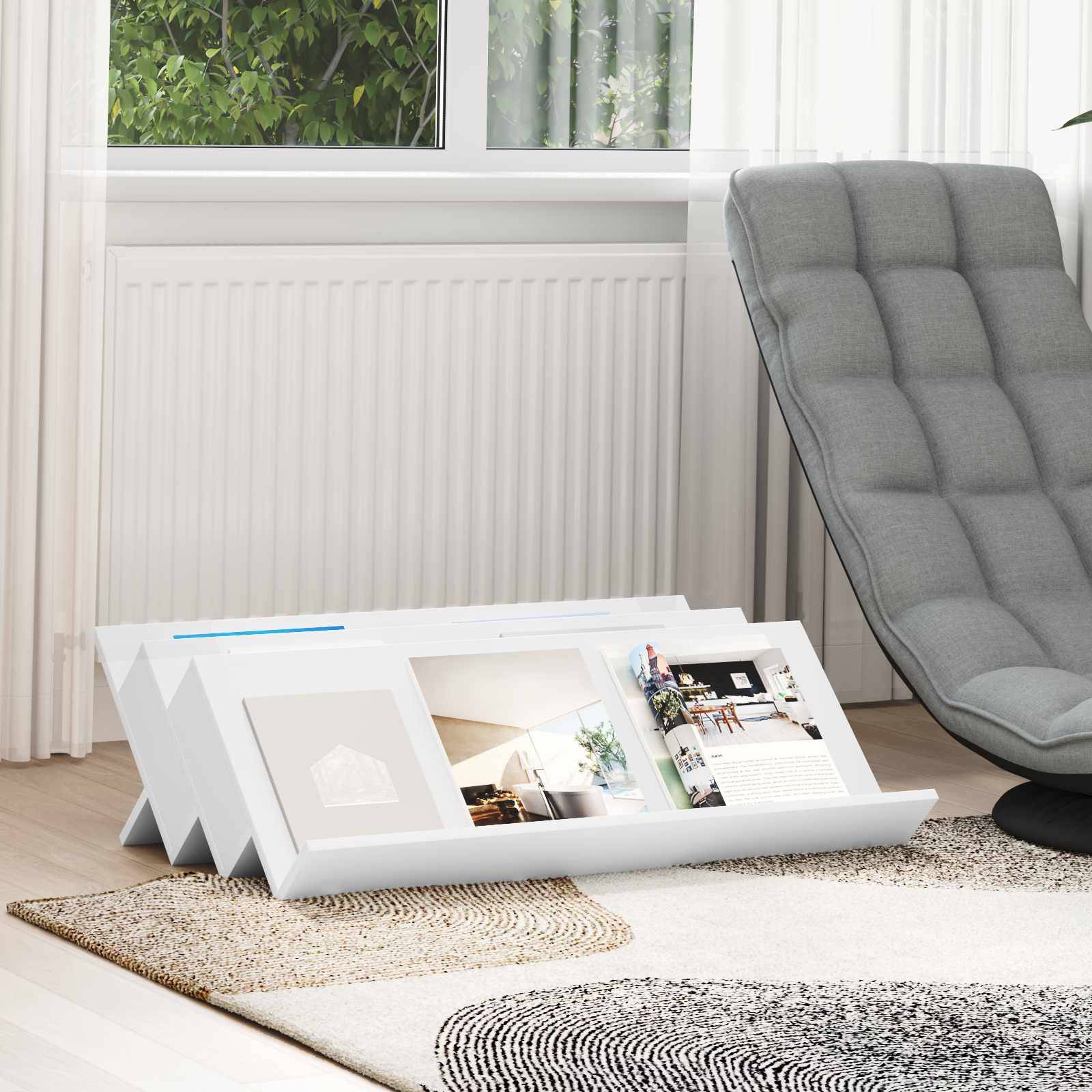 vidaXL Magazinregal mit Regal Weiß 90 x 53 x 28,5 cm Holzwerkstoff