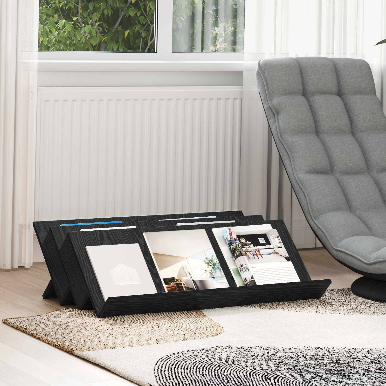 vidaXL Magazinregal mit Regal Schwarz Eichen-Optik 90 x 53 x 28,5 cm