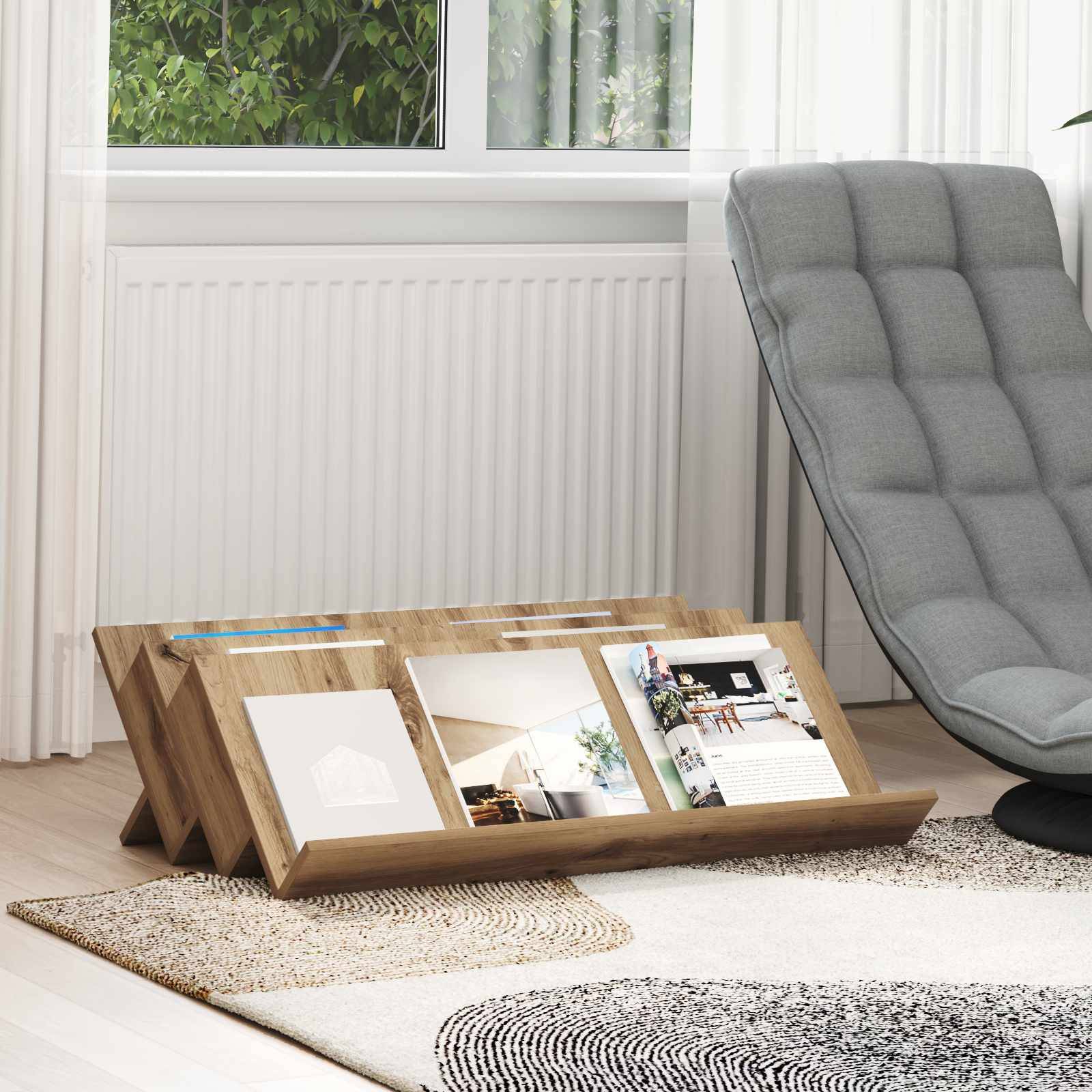 vidaXL Magazinregal Artisan-Eiche 90 x 53 x 28,5 cm Holzwerkstoff