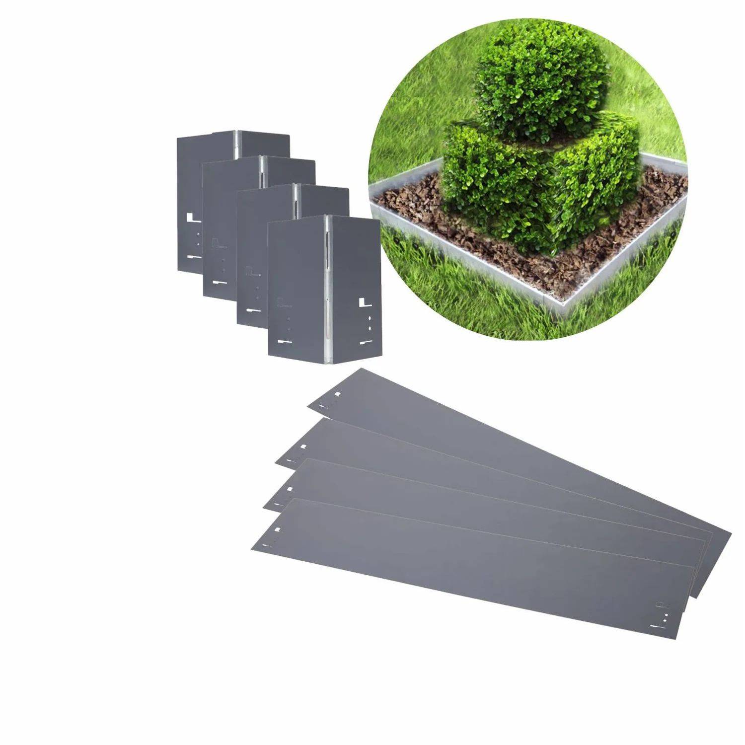 Blumenpyramide [4 Stk: 120 x 13,5cm] | Baumumrandung | Pflanzringe | Beeteinfassung, Color-GS: ohne Farbe