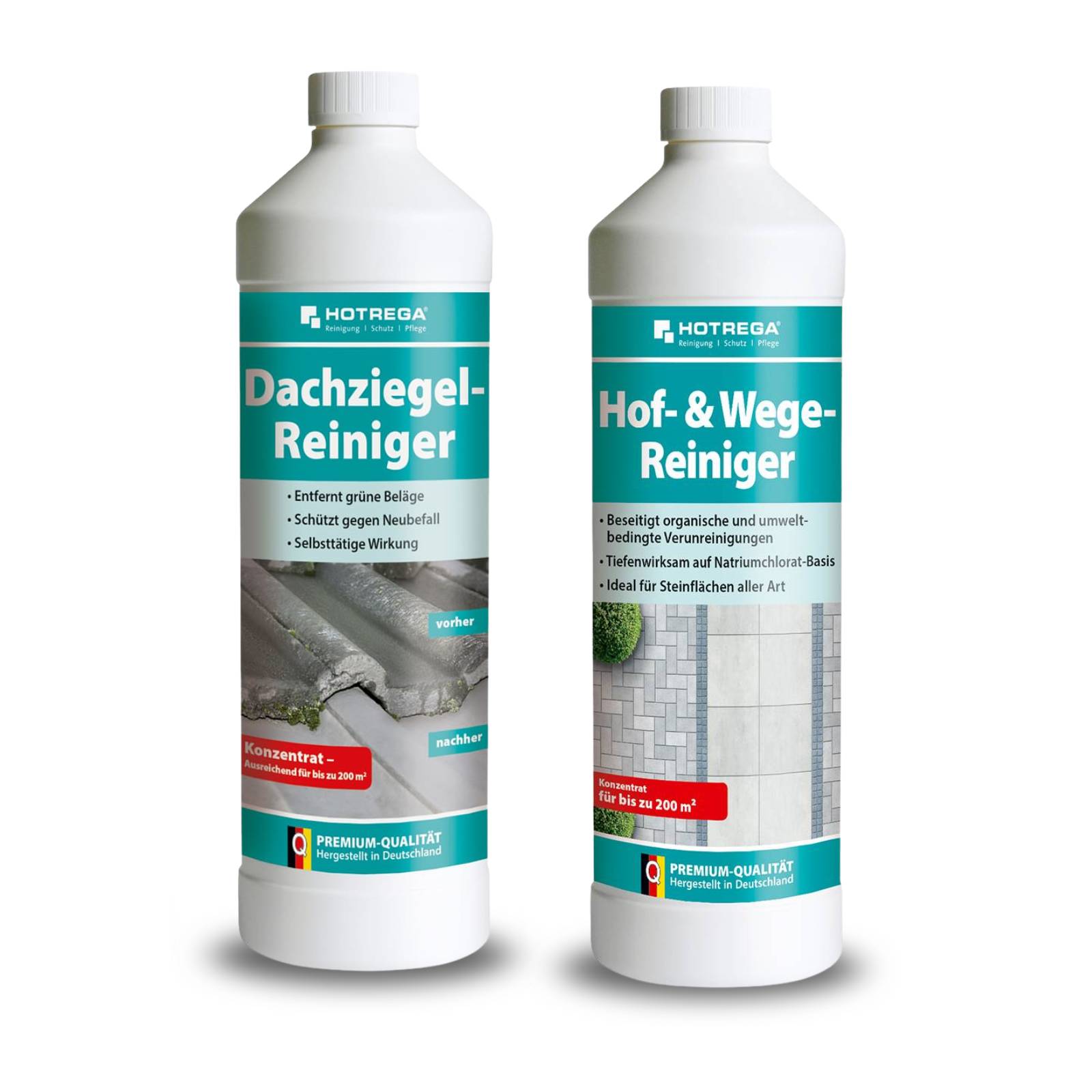 HOTREGA Dachziegelreiniger 1L + Hof- & Wege-Reiniger 1L