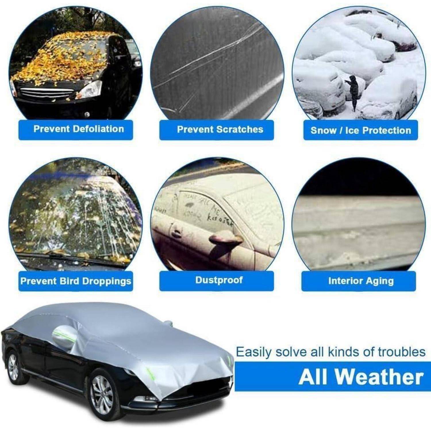 Autoabdeckung zum Schutz vor Blättern, Kratzern, Schnee, Eis, Vogelkot, Staub und Innenraumalterung. Geeignet für alle Wetterbedingungen.
