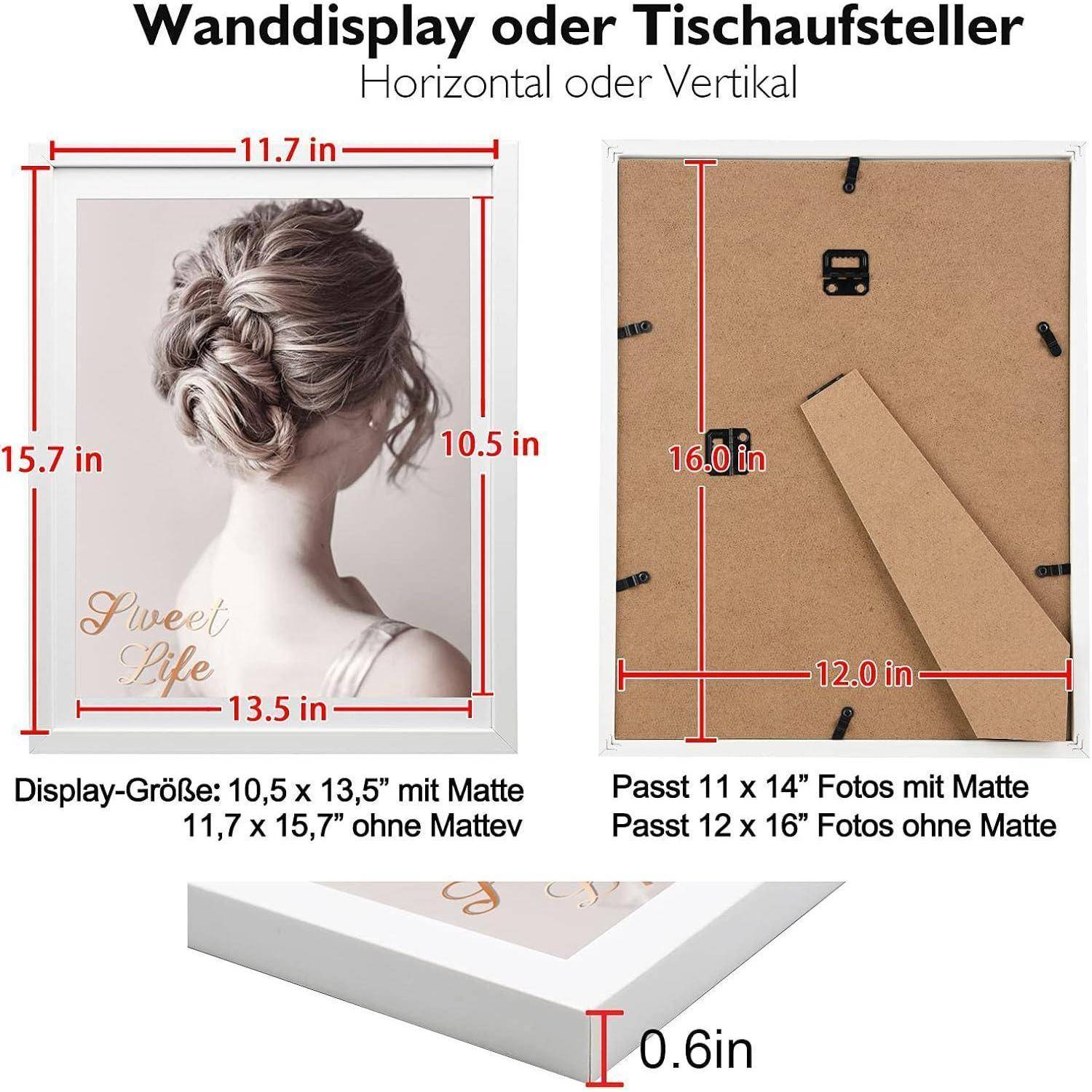 Abmessungen und Layout-Details eines Fotorahmens, der ein Bild mit dem Text 