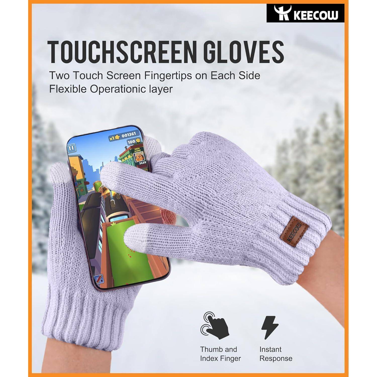 Handschuhe Herren Winterhandschuhe Touchscreen Fleece Lila
