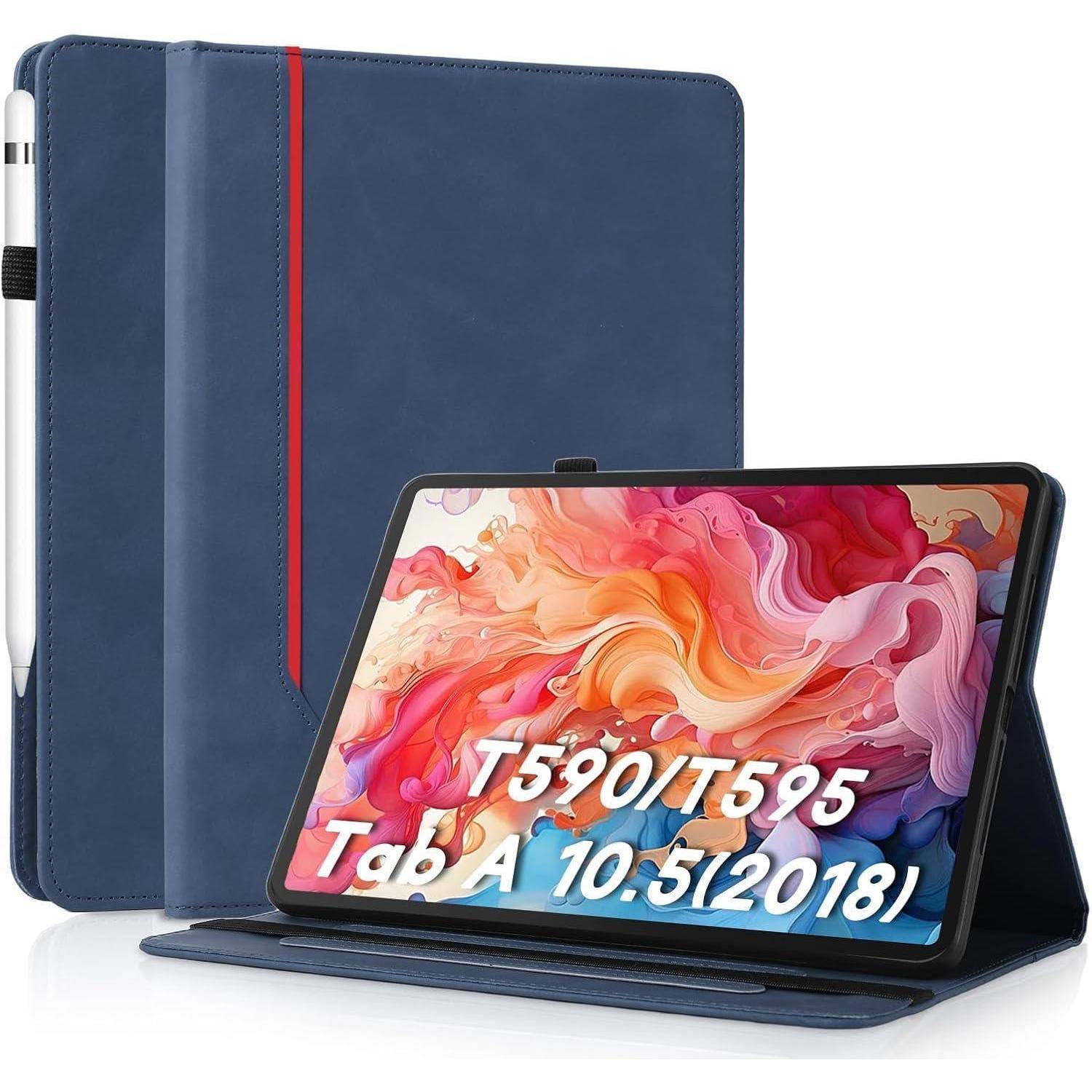 Blaue Tablet-Hülle mit einem Eingabestift-Halter, passend für das Tab A 10,5