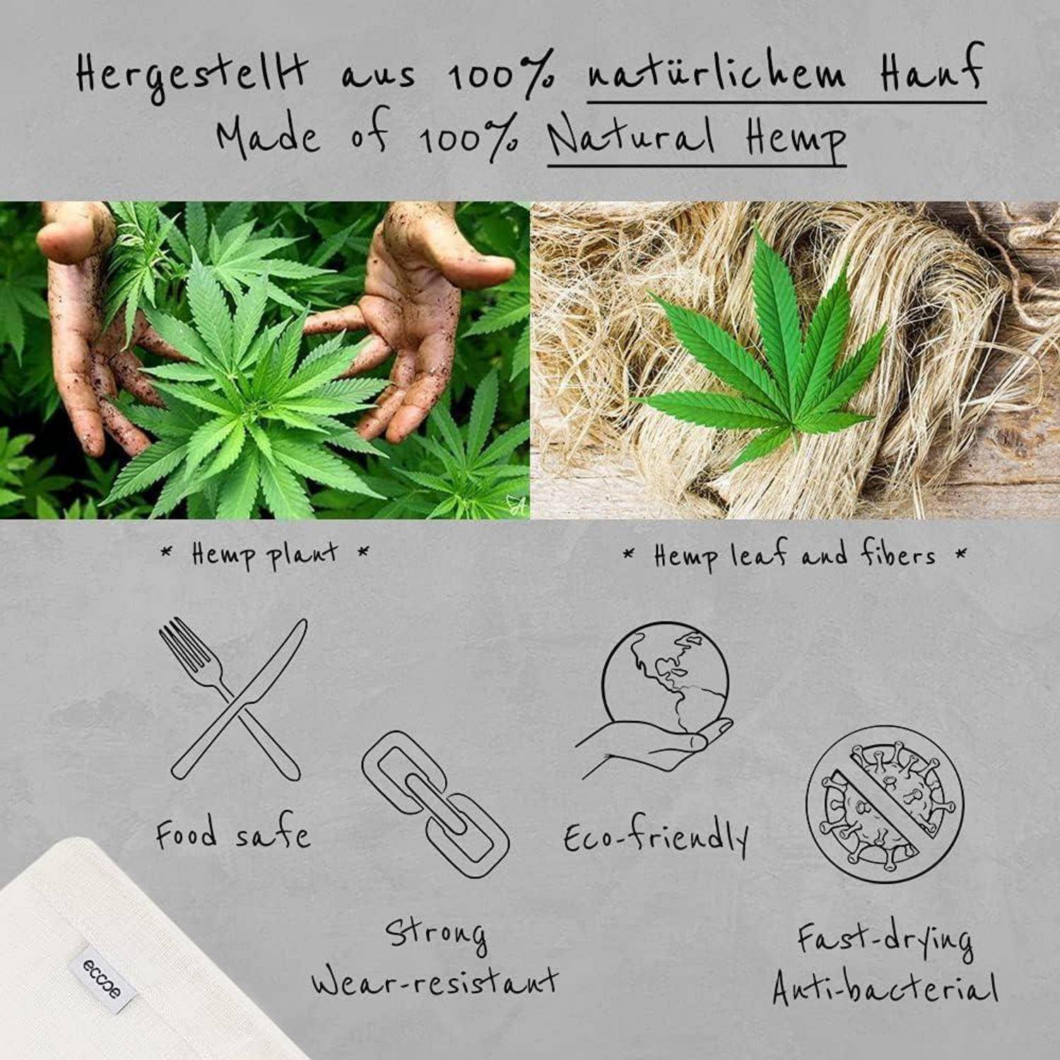 Nussmilchbeutel aus Natürliche Hanf 28x30cm 2er Set vegane Mandel