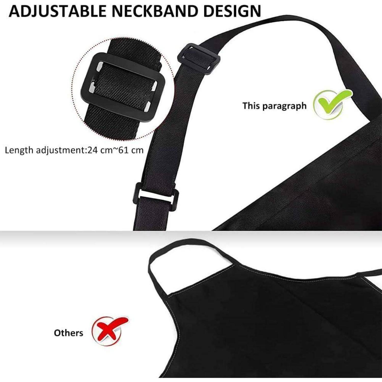 Design mit verstellbarem Nackenbügel' bietet einen schwarzen Riemen mit einer Schnalle, die eine Längenanpassung von 24 cm bis 61 cm ermöglicht. Der Riemen wird mit einem roten 'X' über dem Text 'Andere' dargestellt, was eine Überlegenheit gegenüber anderen Produkten andeutet.