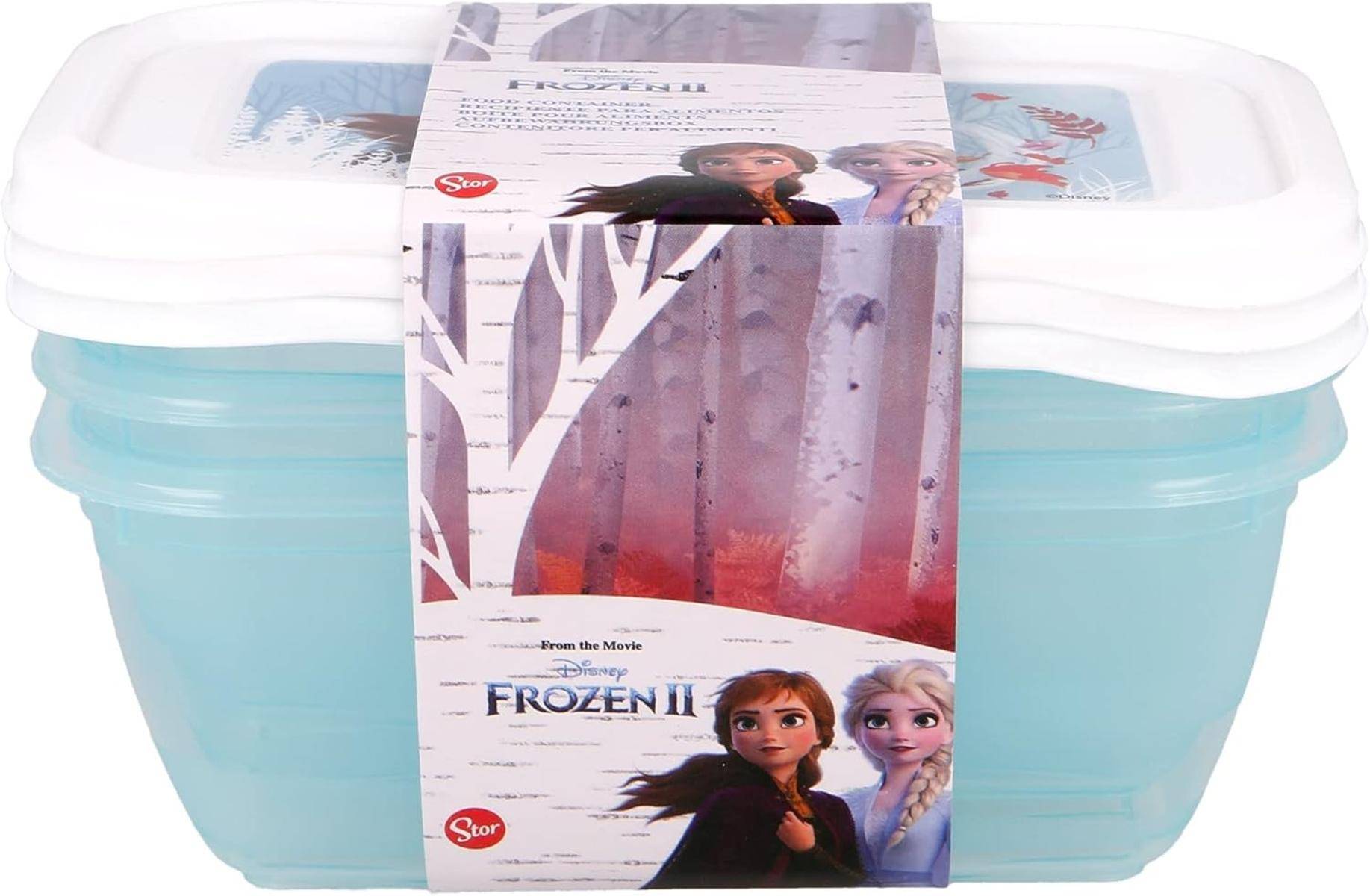 Verpackung für ein 'Die Eiskönigin II' Produkt mit den Charakteren Anna und Elsa in einem verschneiten Wald, mit dem 'Die Eiskönigin II' Logo.