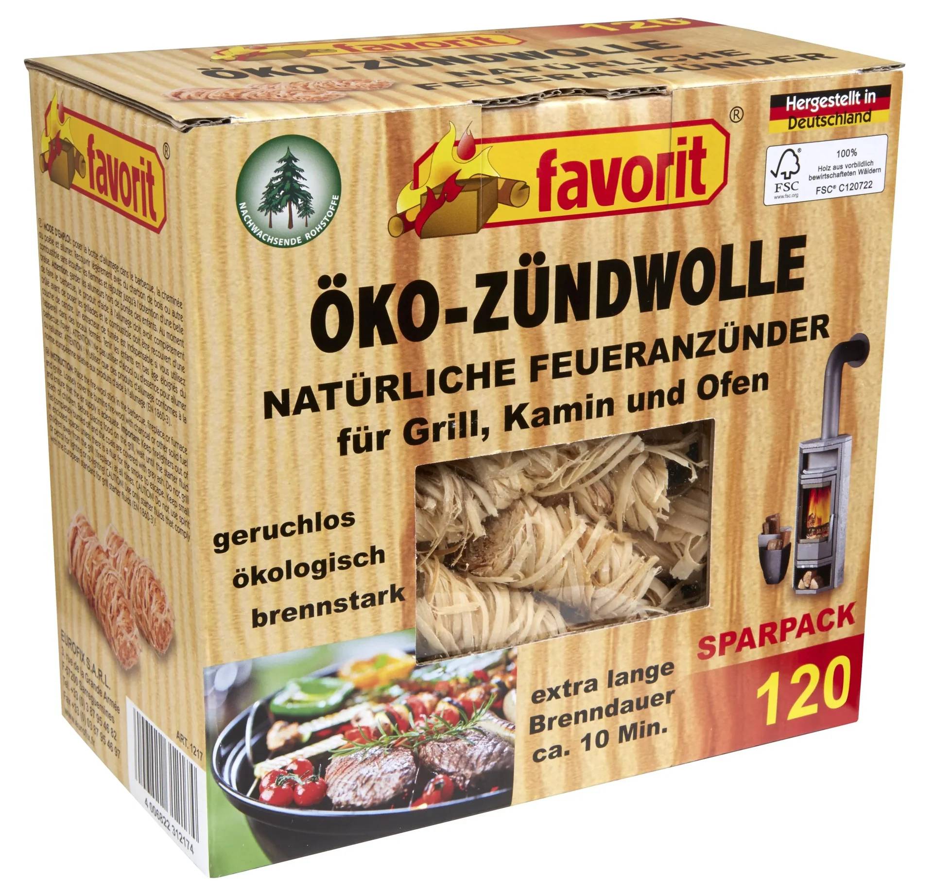 ÖKO-ZÜNDWOLLE: Natürlicher Anzünder für Grill, Kamin und Ofen. Umweltfreundlich und kraftvoll. Sparpack 120. Hergestellt in Deutschland.