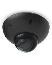 Eine schwarze Domkamera zur Sicherheitsüberwachung, die an einer Decke montiert ist, mit einem dunkel getönten Linsenschutz, entwickelt für die Überwachung von Innenräumen.