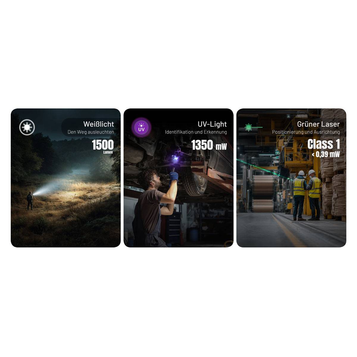 Nitecore EDC17 LED Taschenlampe 1500 Lumen UV und Laser - Schwarz