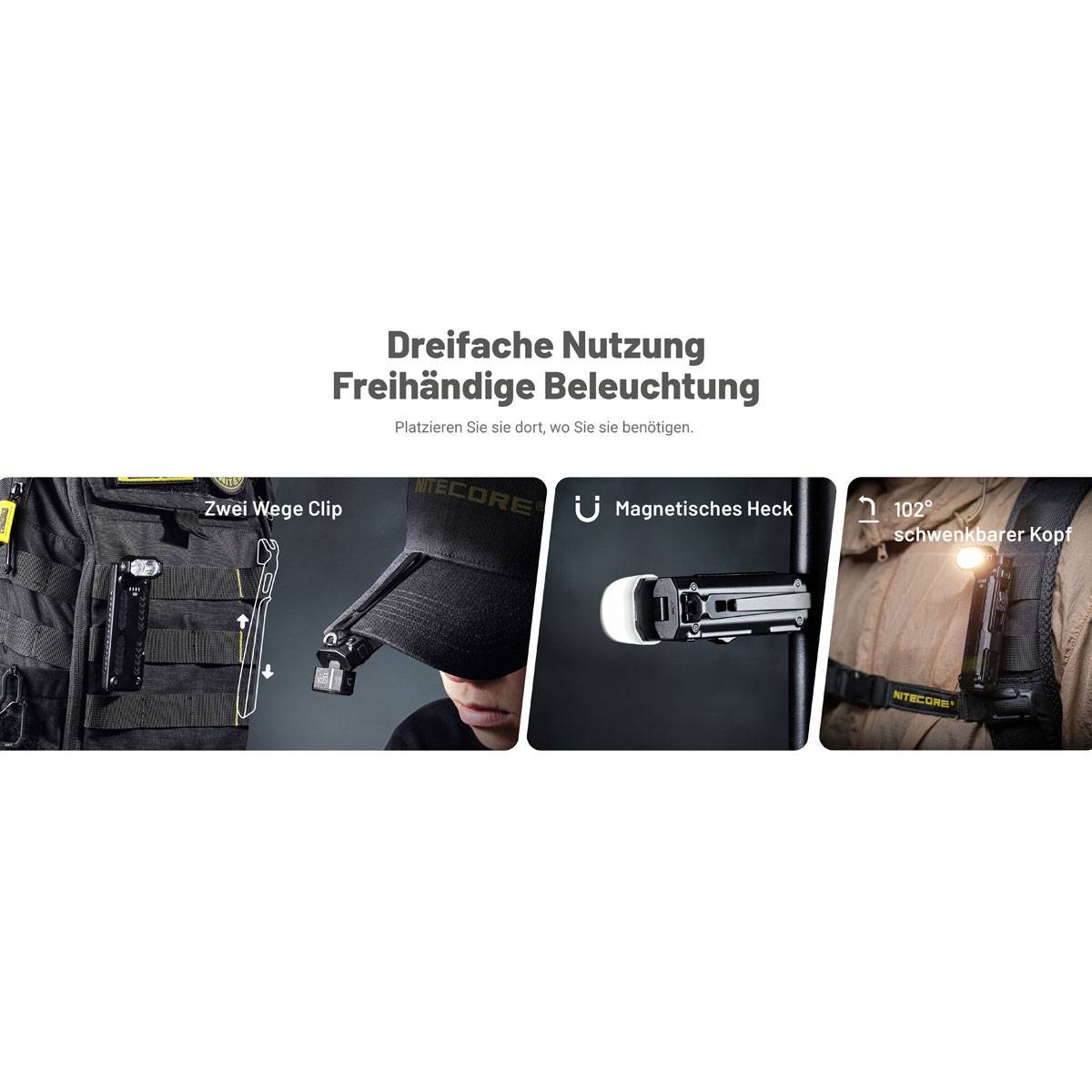 Nitecore EDC09 MCT LED Winkellampe 1600 Lumen - Schwarz